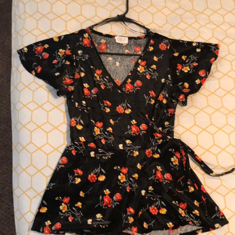 Velvet floral top